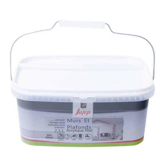Peinture mur et plafond acrylique mat gris béton 2,5L Jafep - Image 2