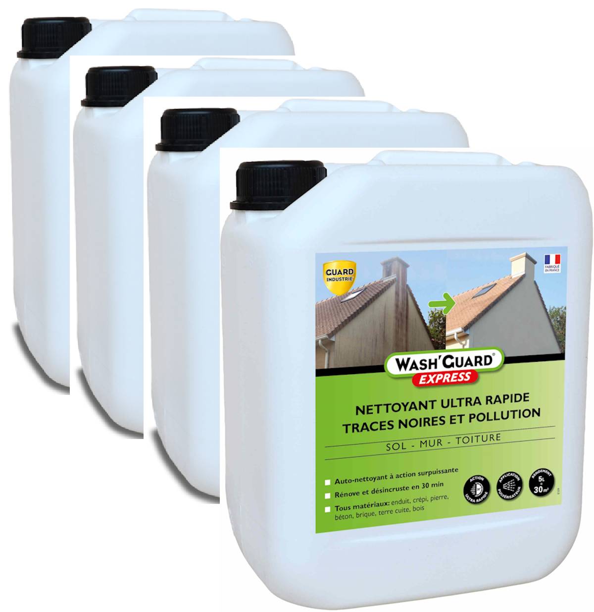 WashGuard Express 4x5L 20L Nettoyant extérieur désincrustant ultra rapide jusqu'à 120m²