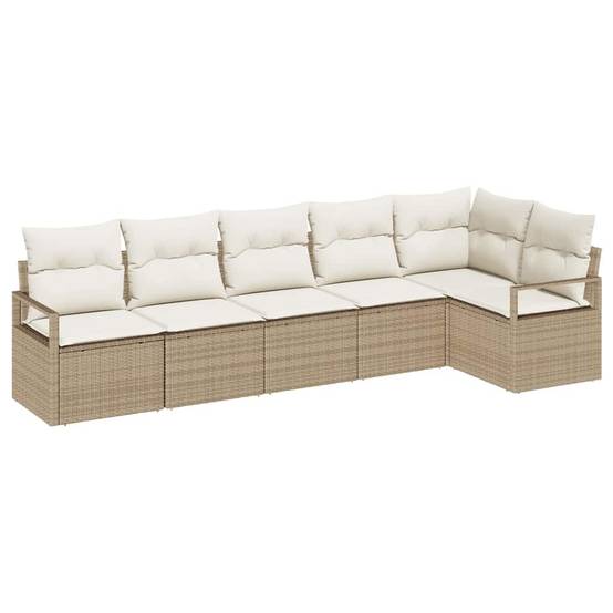 Set de Canapés Modulables 6 Pièces Résine Beige Élégante avec Rangements pour Coussins – ComfortXL Outdoor Living - Image 2