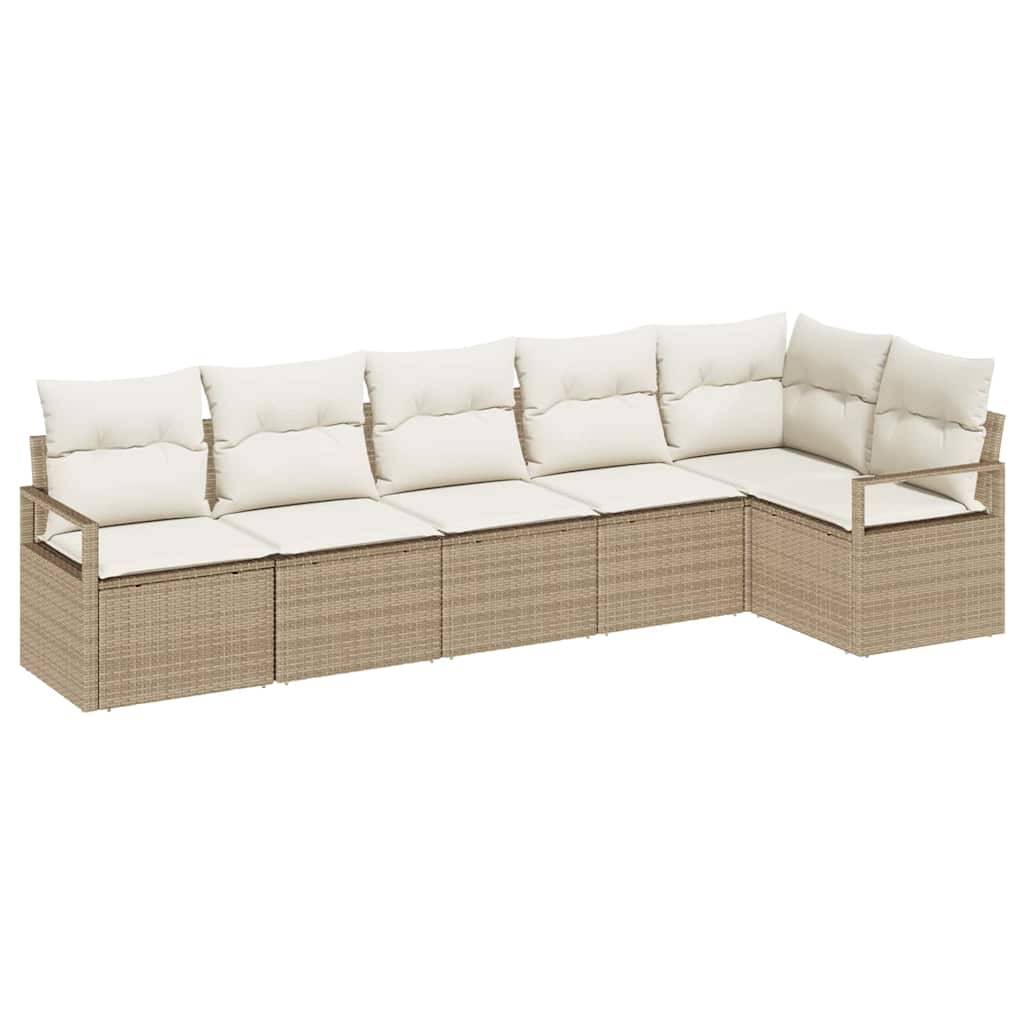 Set de Canapés Modulables 6 Pièces Résine Beige Élégante avec Rangements pour Coussins – ComfortXL Outdoor Living - Image 2