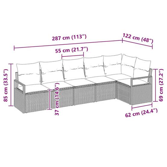 Set de Canapés Modulables 6 Pièces Résine Beige Élégante avec Rangements pour Coussins – ComfortXL Outdoor Living - Image 5