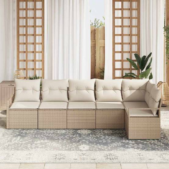 Set de Canapés Modulables 6 Pièces Résine Beige Élégante avec Rangements pour Coussins – ComfortXL Outdoor Living - Image 3