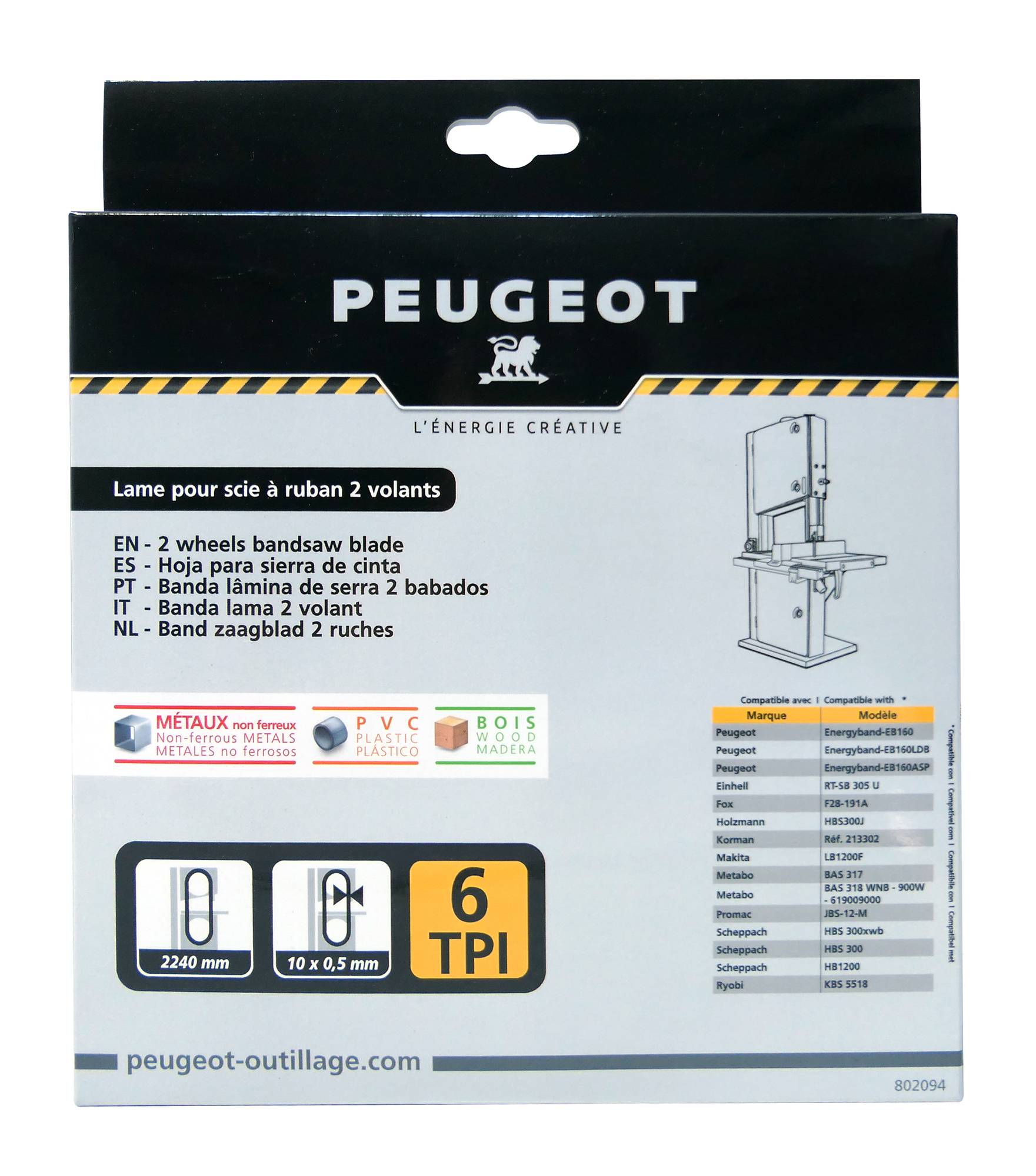 Lame de scie à ruban 2240 x 10mm 6 TPI - PEUGEOT OUTILLAGE - 802094 - Image 2