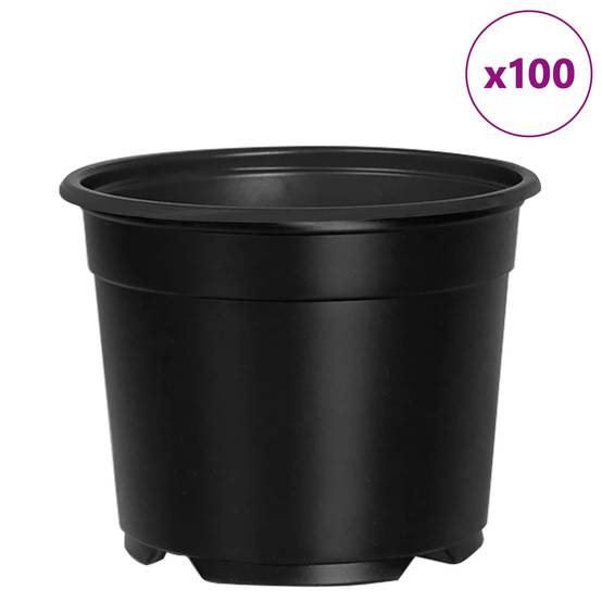 Lot de 100 Pots de Culture Plastique pour Semis Intérieur Extérieur Drainage 10x8 cm Noir - ComfortXL Outdoor Living - Image 4