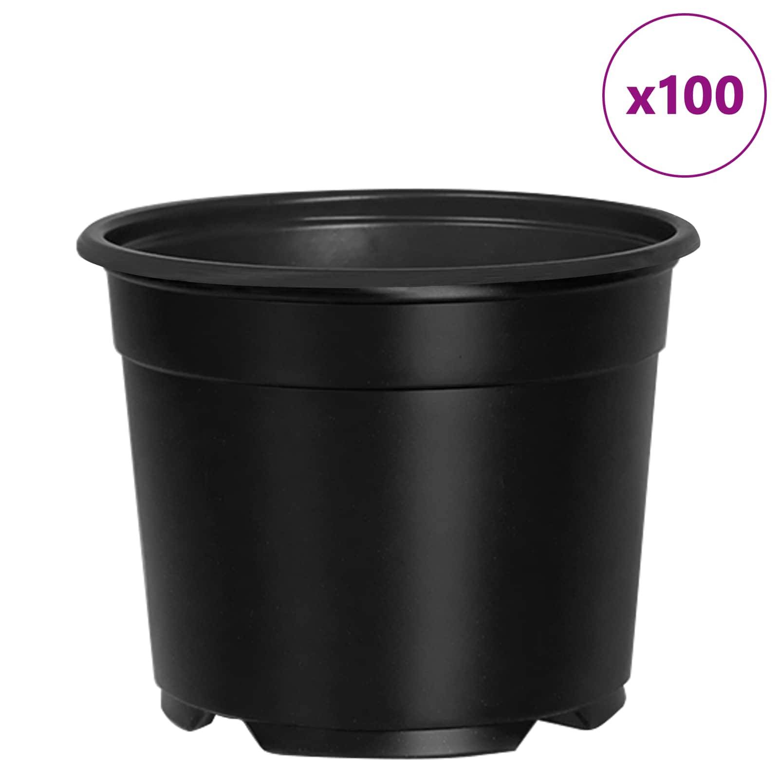 Lot de 100 Pots de Culture Plastique pour Semis Intérieur Extérieur Drainage 10x8 cm Noir - ComfortXL Outdoor Living - Image 4