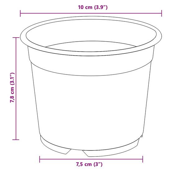 Lot de 100 Pots de Culture Plastique pour Semis Intérieur Extérieur Drainage 10x8 cm Noir - ComfortXL Outdoor Living - Image 6