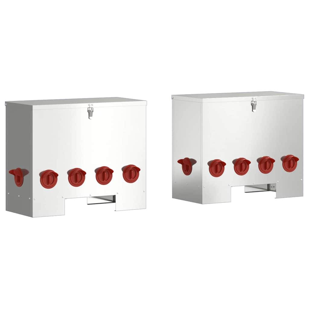 Lot de 2 Nourrisseurs Galva Poule Étanche 25kg Argent - ComfortXL Outdoor Living - Image 2