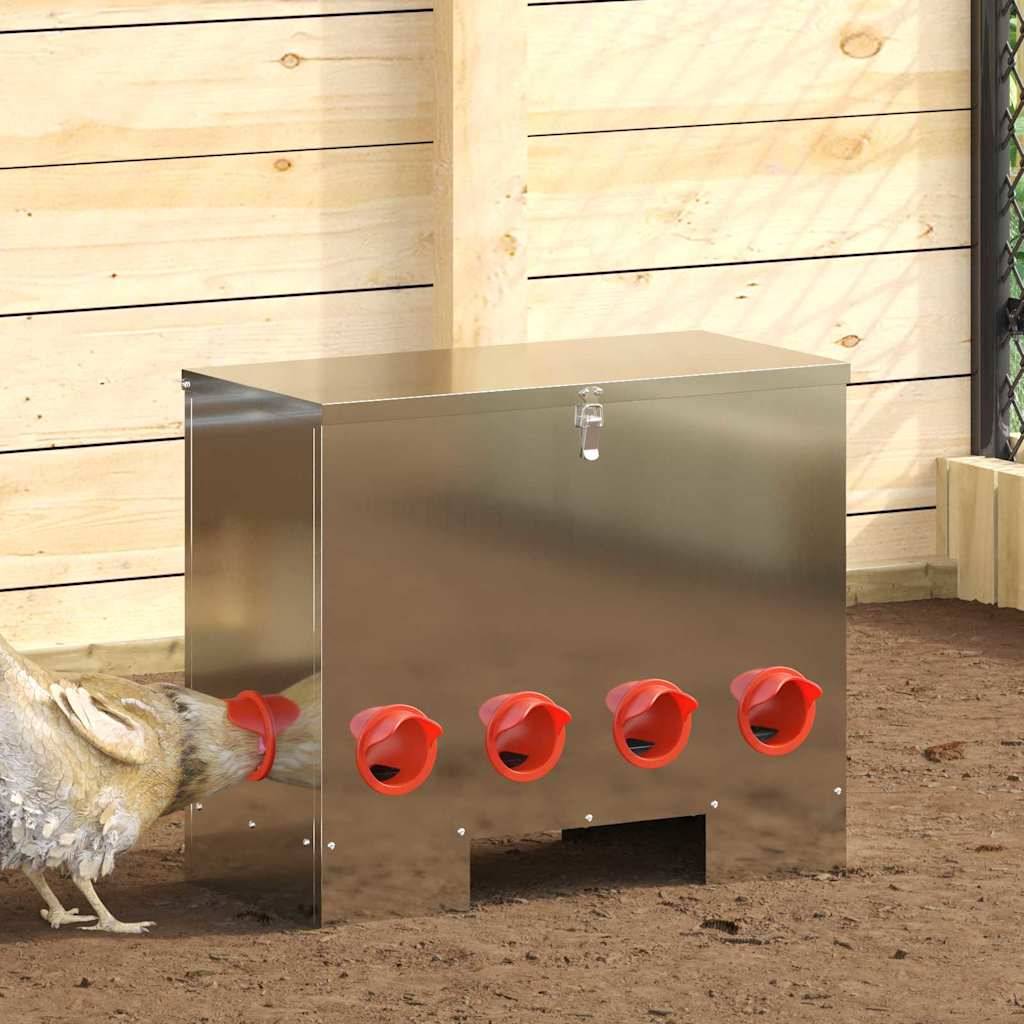Lot de 2 Nourrisseurs Galva Poule Étanche 25kg Argent - ComfortXL Outdoor Living - Image 1