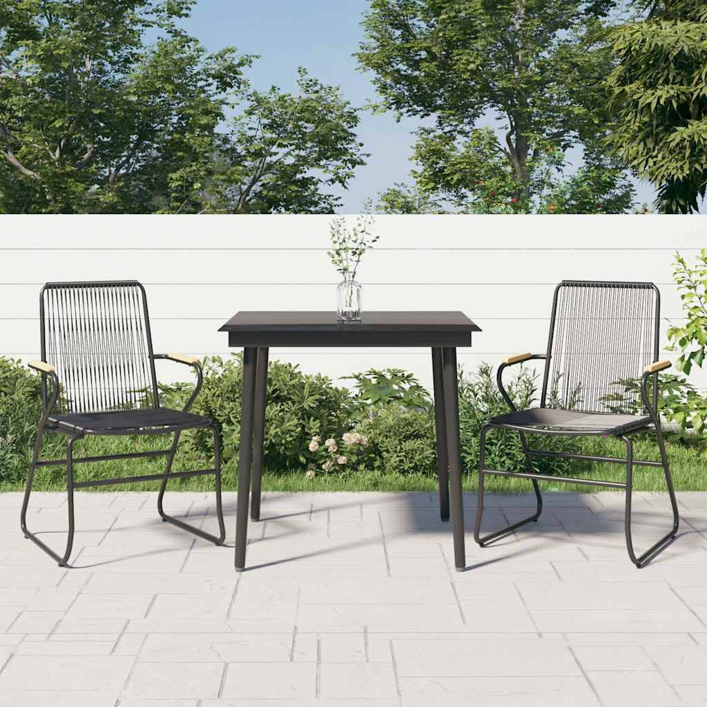 Vidaxl - Ensemble à manger de jardin 3 pcs-Salons de jardin noir rotin PVC 675275 - Image 1
