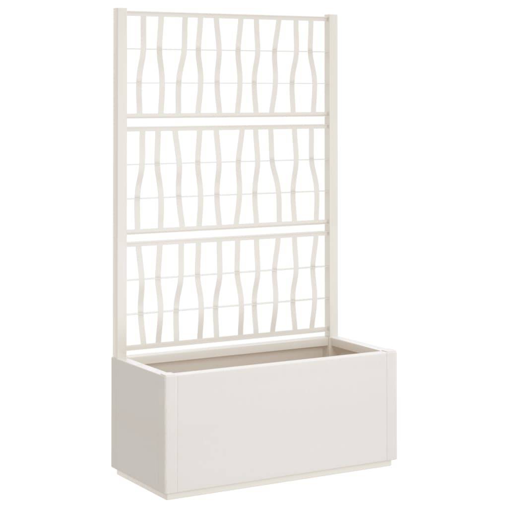 Jardinière avec treillis pour plantes grimpantes 140 cm PP Blanc – ComfortXL Outdoor Living - Image 2