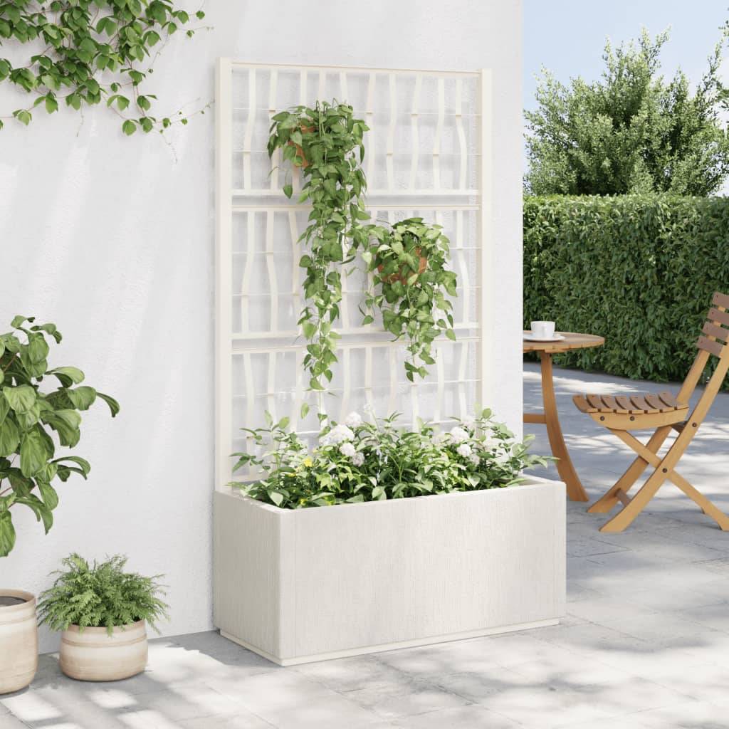 Jardinière avec treillis pour plantes grimpantes 140 cm PP Blanc – ComfortXL Outdoor Living - Image 1