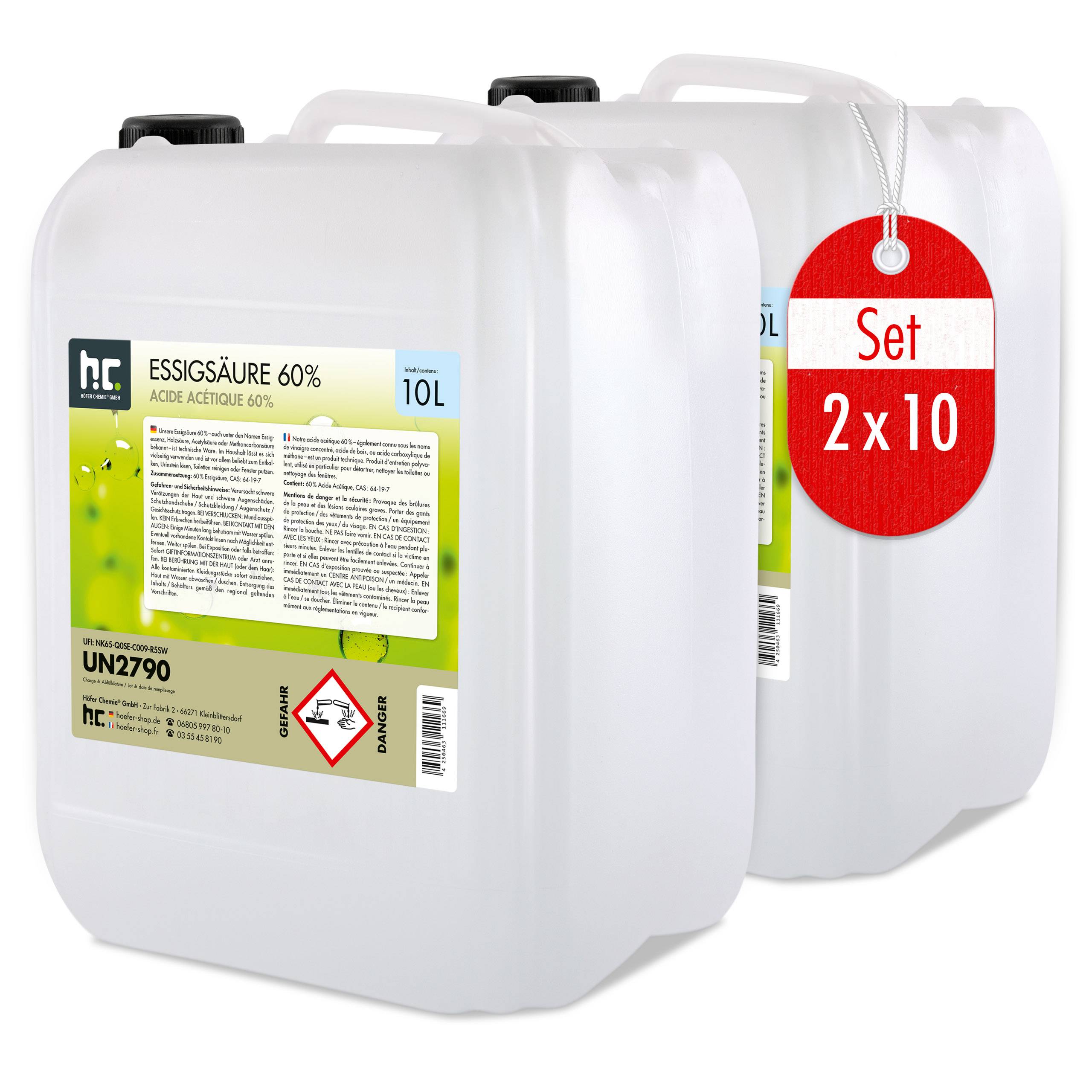 Acide Acétique 60% Höfer Chemie® en bidon de 10 L x 1 - Image 6