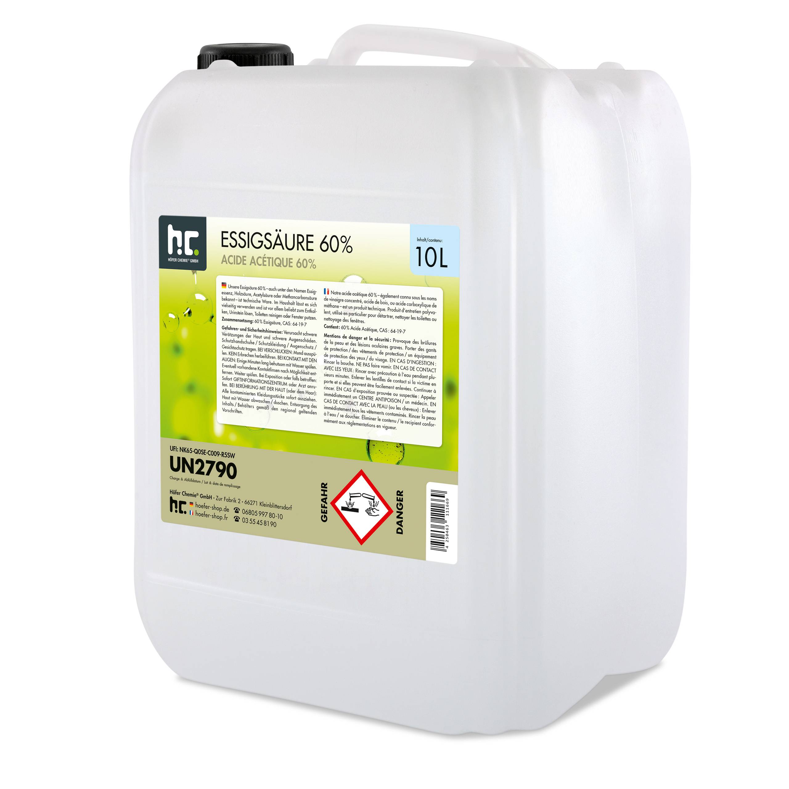 Acide Acétique 60% Höfer Chemie® en bidon de 10 L x 1 - Image 1