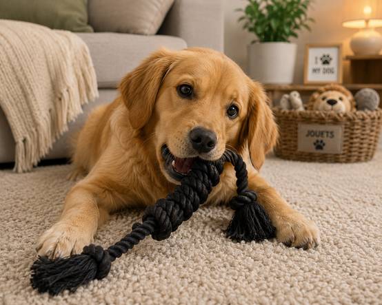 Jeu corde multi noeuds noir pour chien - Image 2