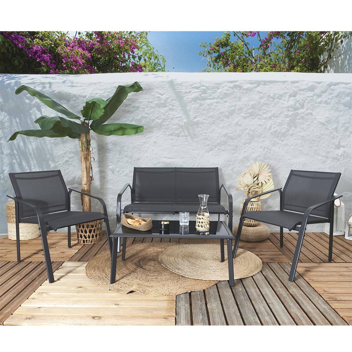 ALTOBUY - Salon de Jardin 4 Pièces Gris Anthracite - TAHIA - Image 2
