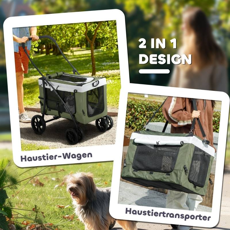 PANGIVO - Poussette pour chien et chat polyester vert foncé 81 x 58 x 97.5 cm - PANGIVO - Image 5