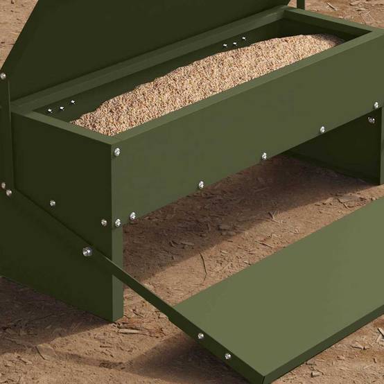Distributeur Automatique Volaille Métal Pédale 5kg Olive - ComfortXL Outdoor Living - Image 4