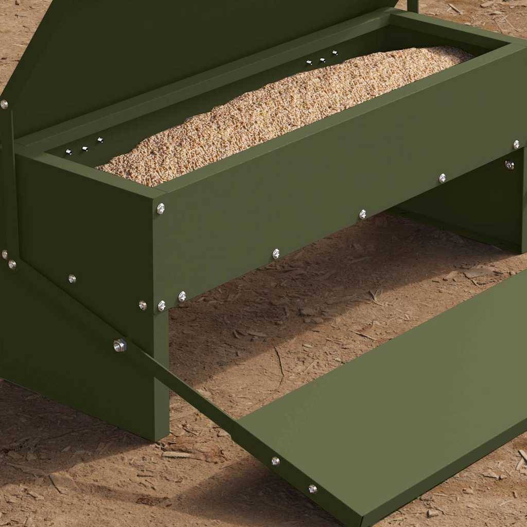 Distributeur Automatique Volaille Métal Pédale 5kg Olive - ComfortXL Outdoor Living - Image 4