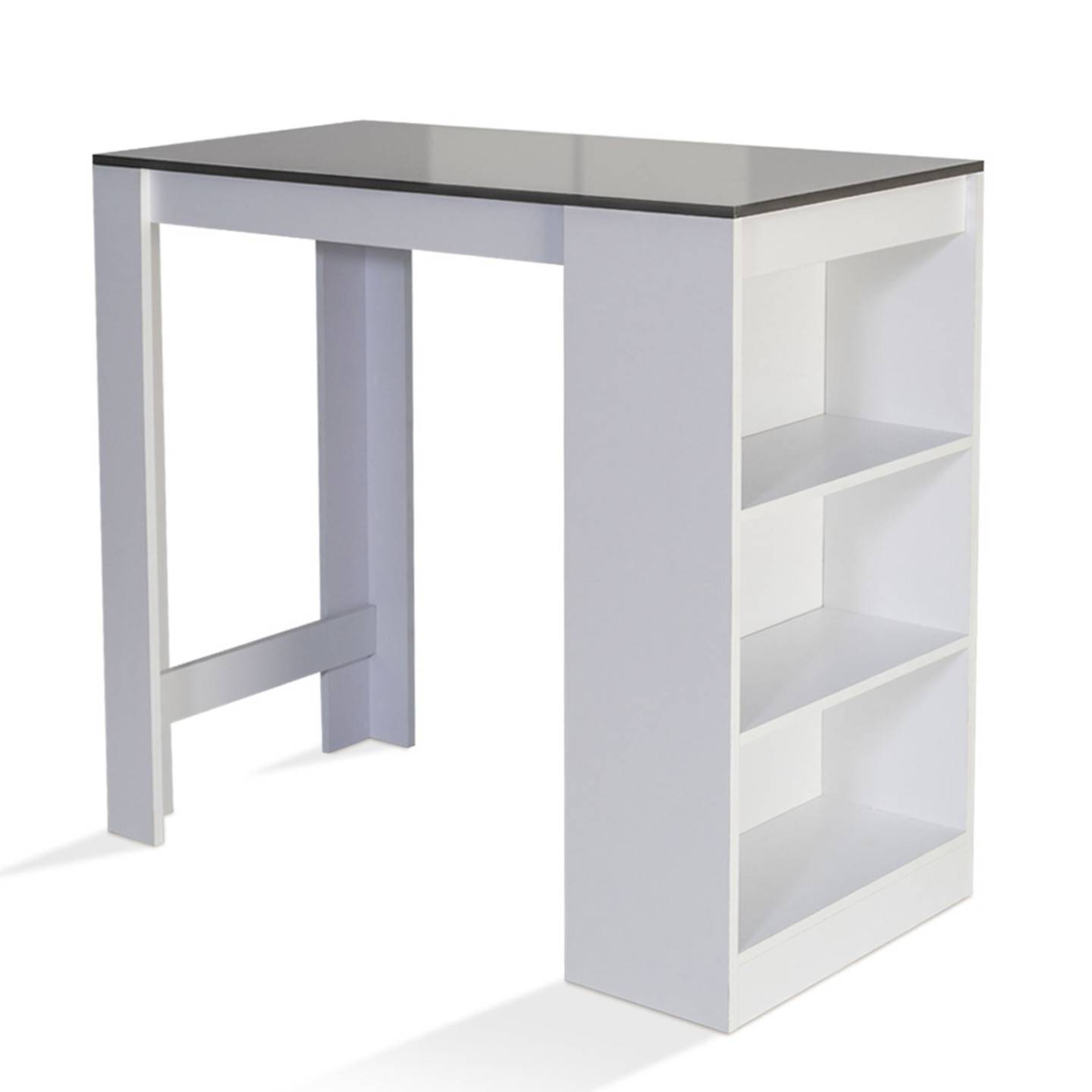 Table de bar BARTH 2 à 4 personnes bois blanc plateau gris - Image 2