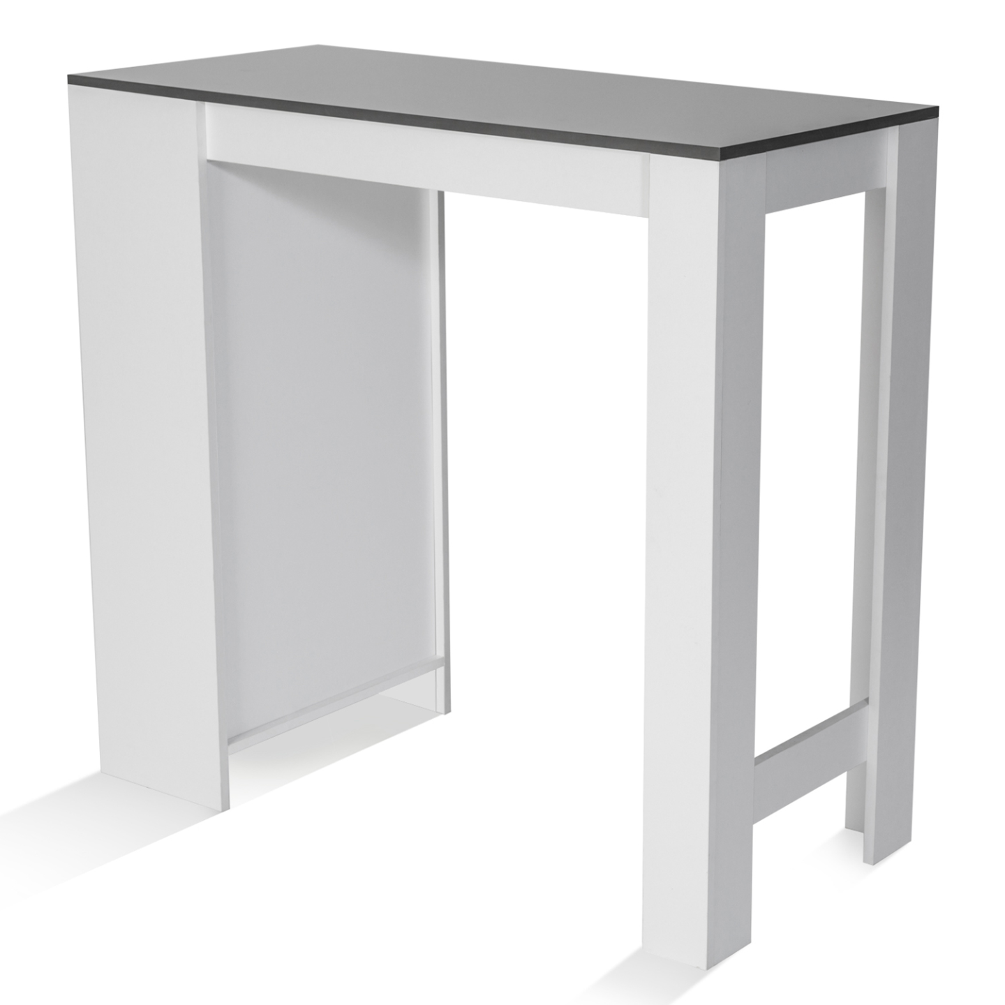 Table de bar BARTH 2 à 4 personnes bois blanc plateau gris - Image 3