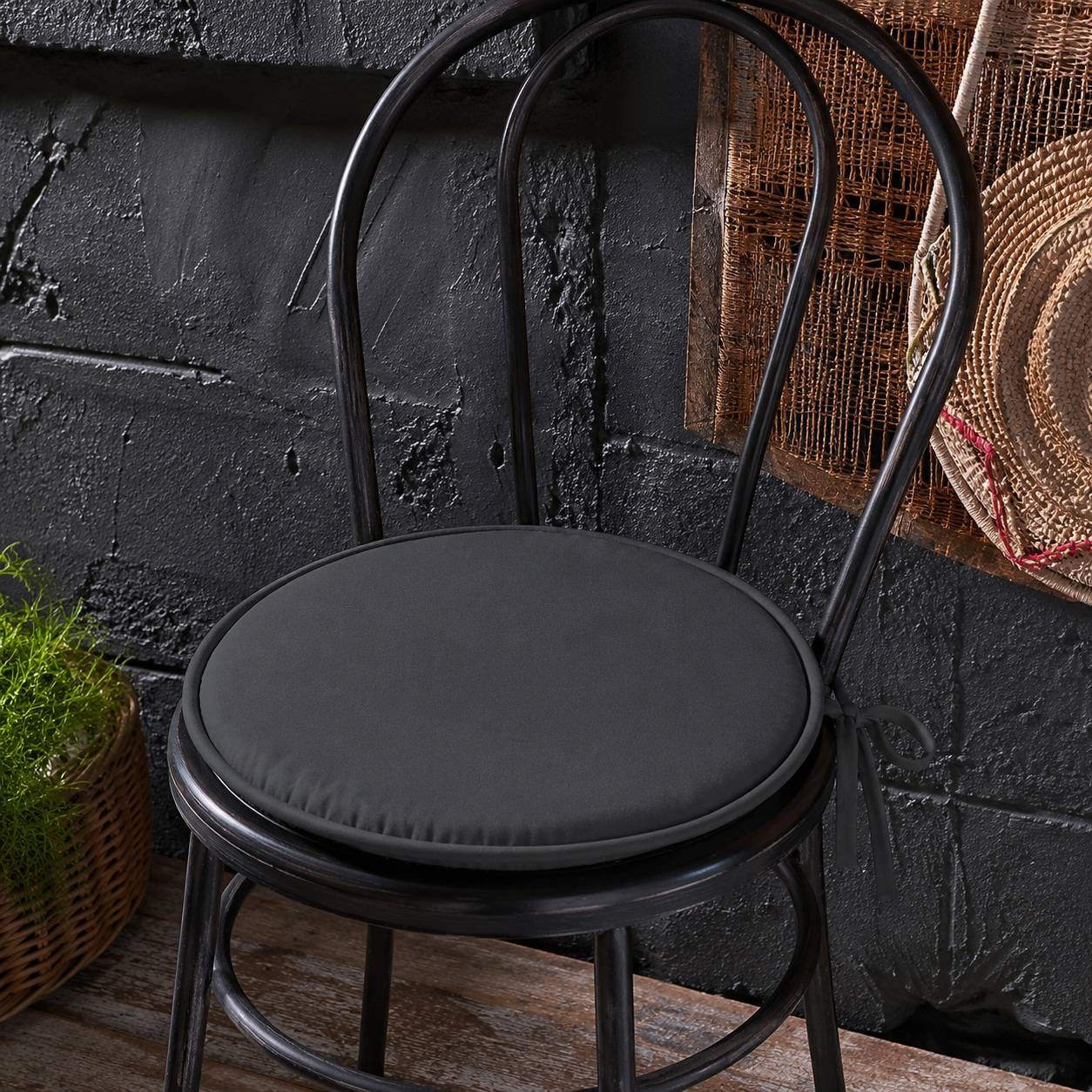 Galette de chaise ronde Unie Pop color 40 cm Noir - Image 4