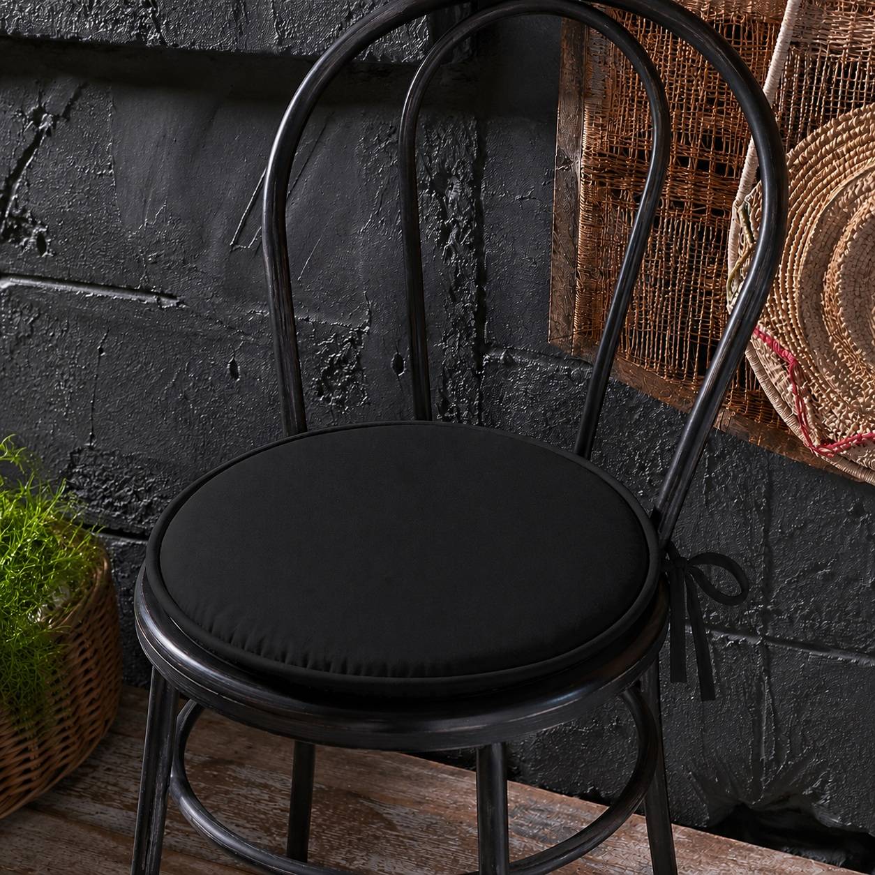 Galette de chaise ronde Unie Pop color 40 cm Noir - Image 2