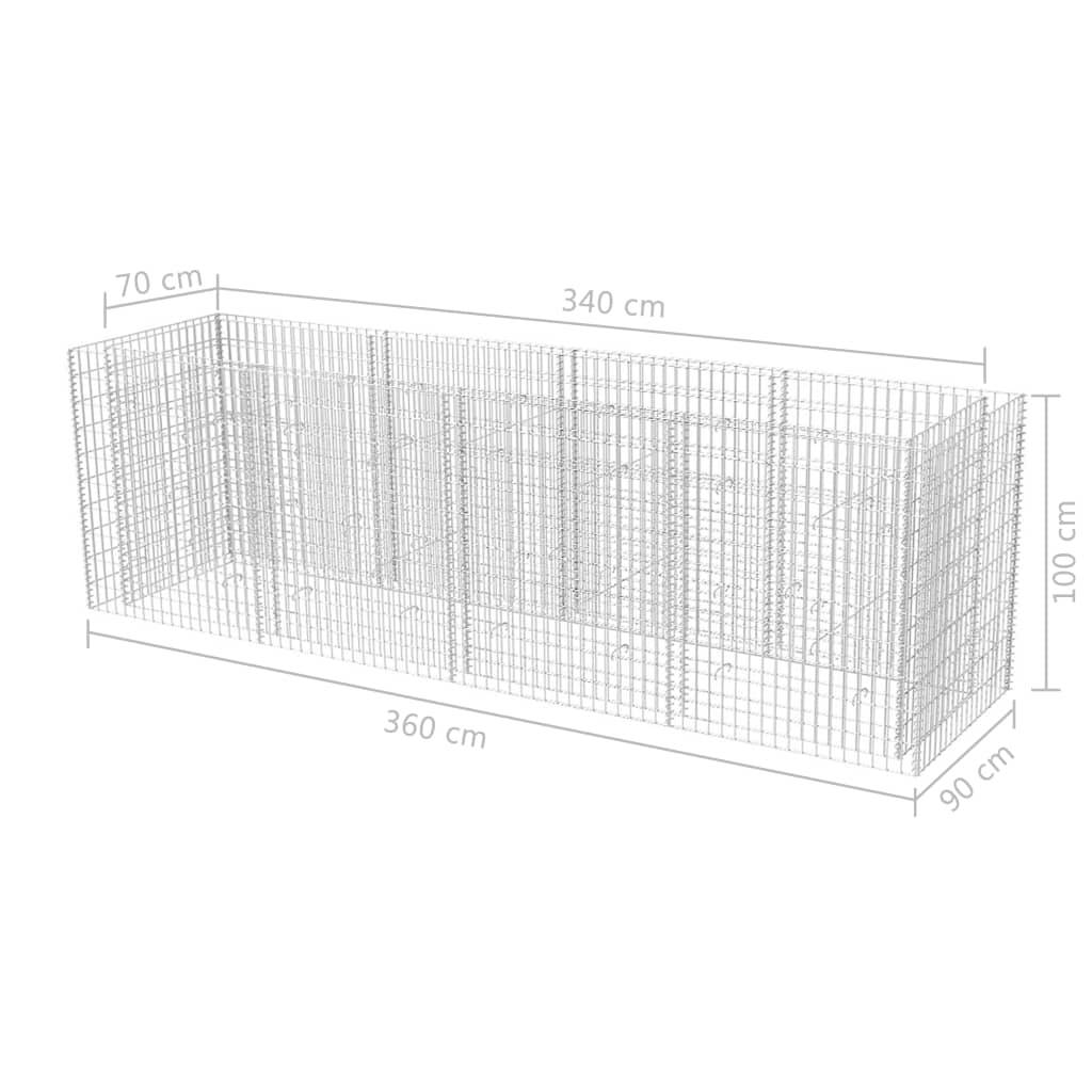 Helloshop26 - Jardinière lit surélevé plantes fleurs jardin à gabion acier 360 x 90 x 100 cm - Image 5