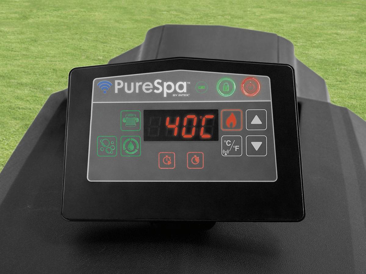 Kit spa gonflable Intex PureSpa Ardoise carré Bulles 6 places + 6 filtres + Porte-verre - Image 3