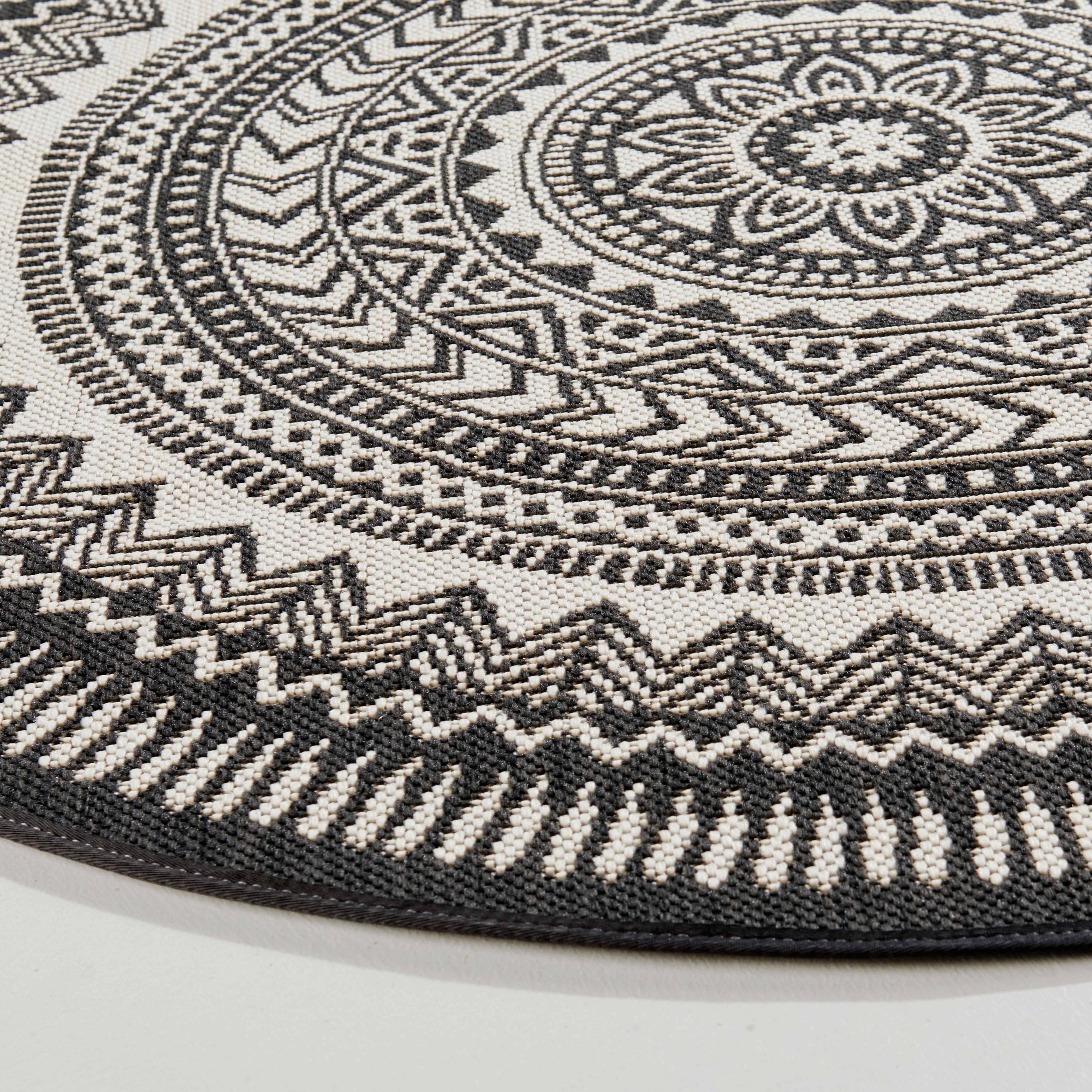 Oviala - Tapis rond polypropylène noir 160cm Mandala - Oviala - Image 3