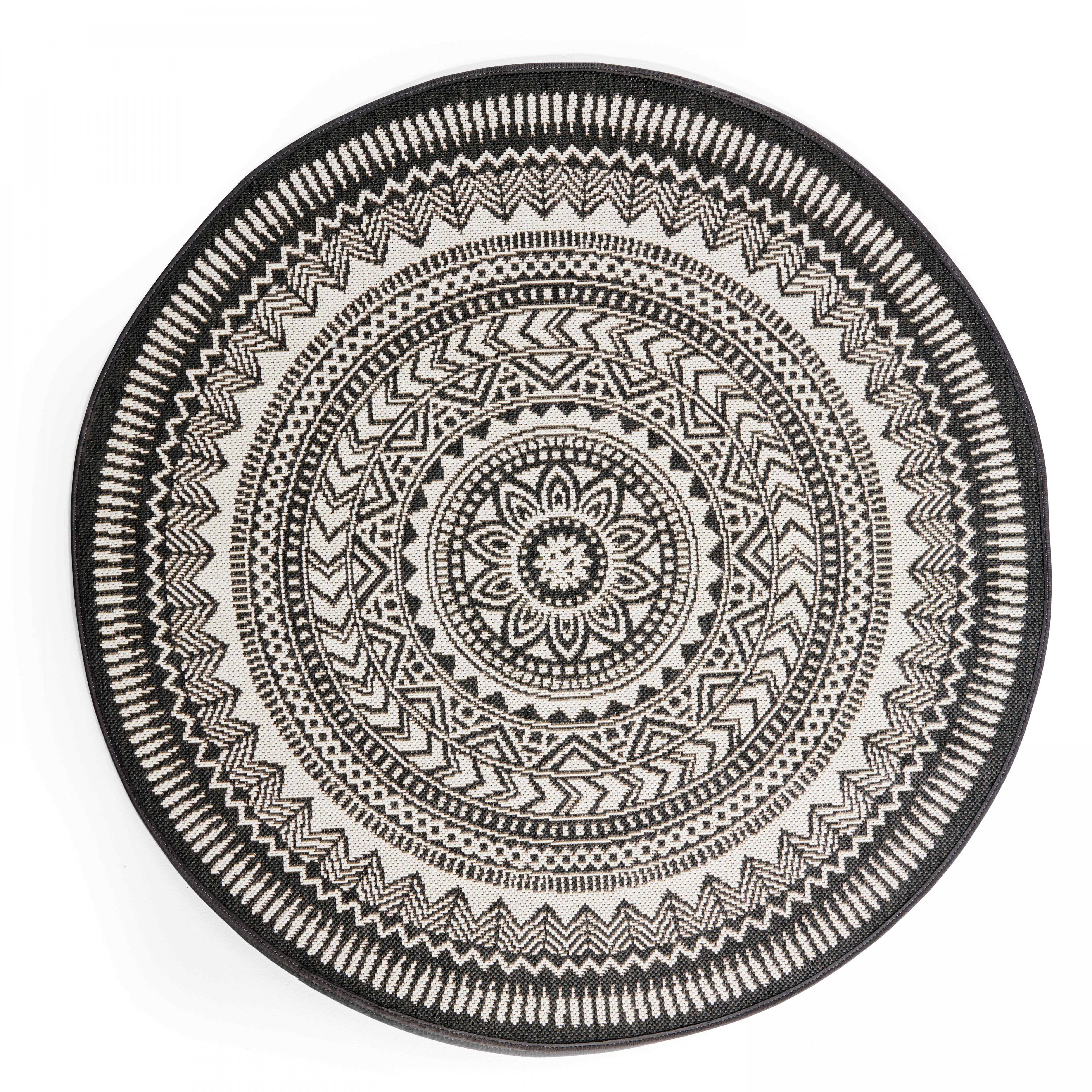 Oviala - Tapis rond polypropylène noir 160cm Mandala - Oviala - Image 1