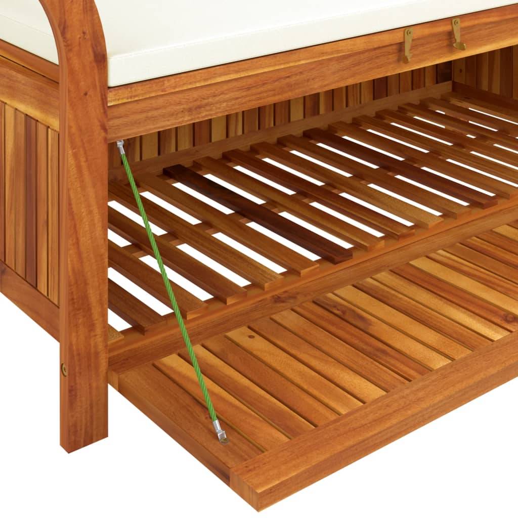 Helloshop26 - Banc de jardin meuble de patio d'extérieur terrasse de rangement de jardin avec coussin 126 cm bois d'acacia - Image 6