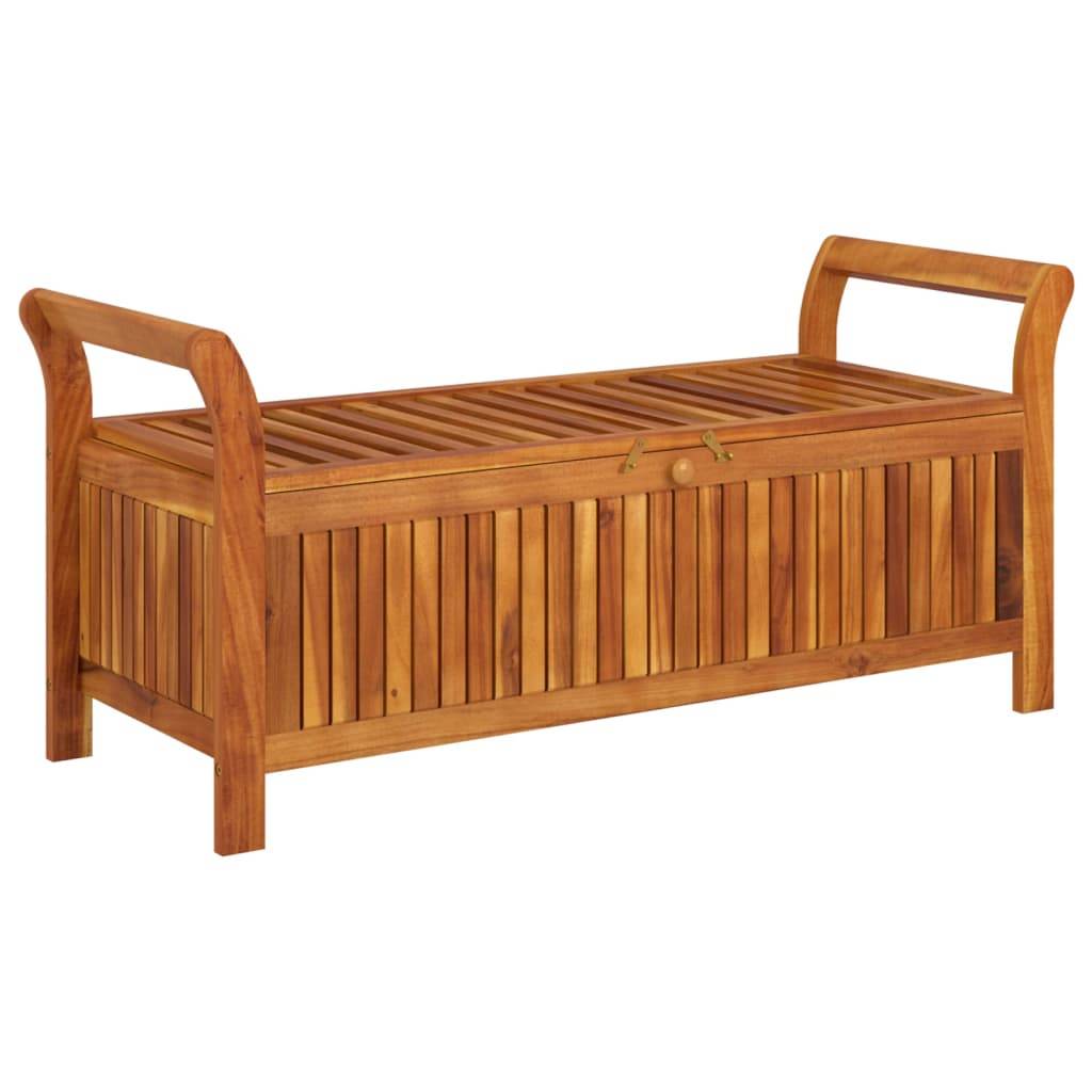 Helloshop26 - Banc de jardin meuble de patio d'extérieur terrasse de rangement de jardin avec coussin 126 cm bois d'acacia - Image 2