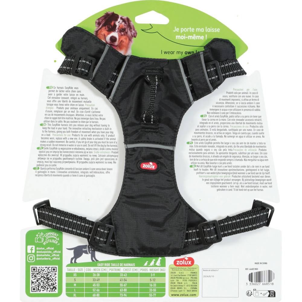 Zolux - Harnais et laisse enrouleur intégré S noir pour petit chien max 12 kg - Image 4