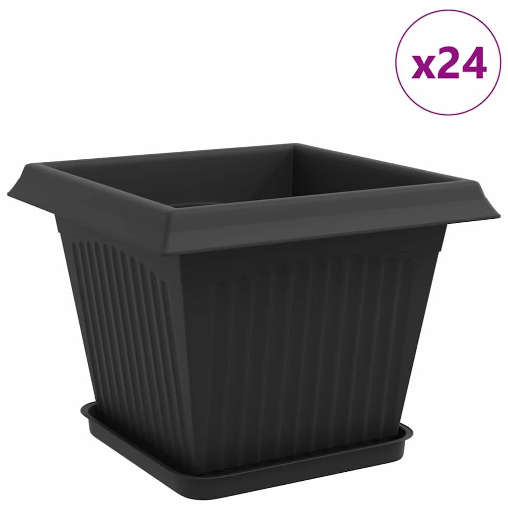 Vidaxl - Pots de plantes 24 pc Noir Plastique vidaXL 3403314 - Image 2