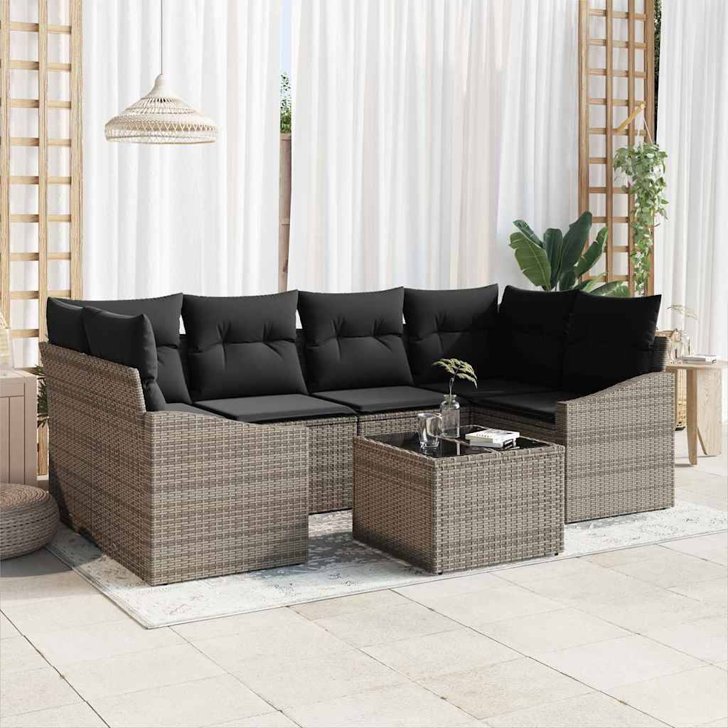 ComfortXL - Canapé Extérieur 7 pcs Polyrotin Modulable avec Table et Sac Rangement Gris Contemporain – ComfortXL Outdoor Living - Image 1