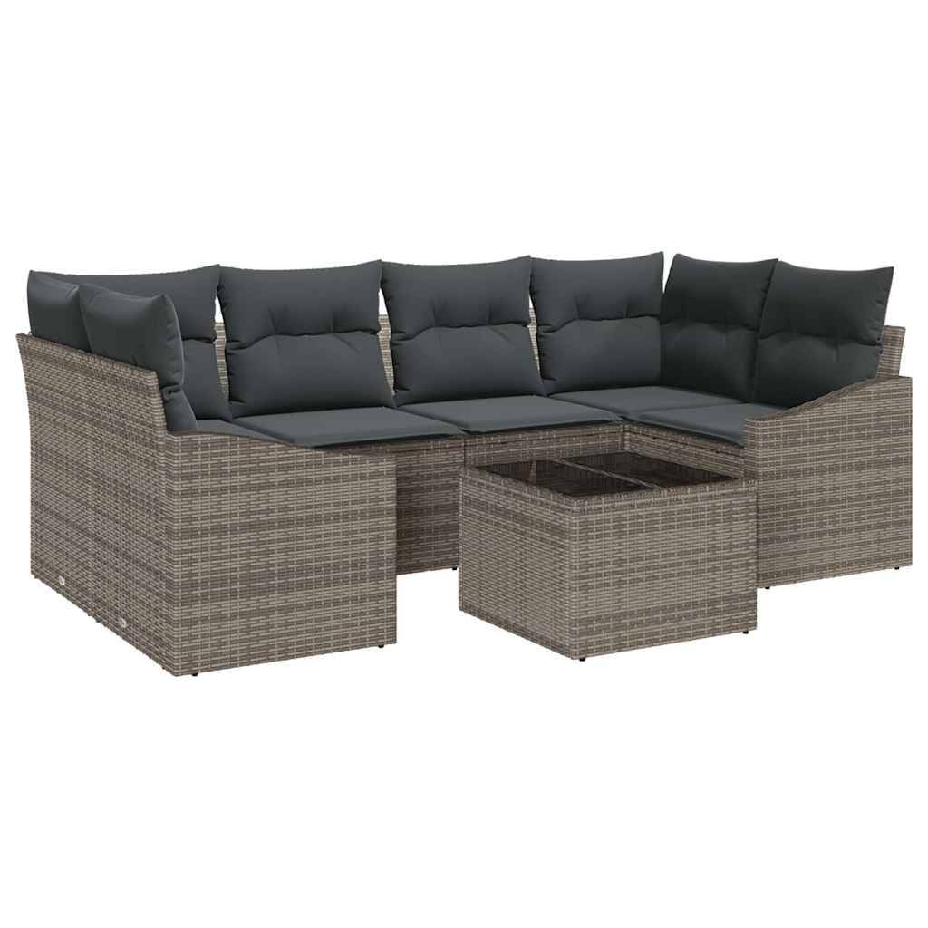ComfortXL - Canapé Extérieur 7 pcs Polyrotin Modulable avec Table et Sac Rangement Gris Contemporain – ComfortXL Outdoor Living - Image 2