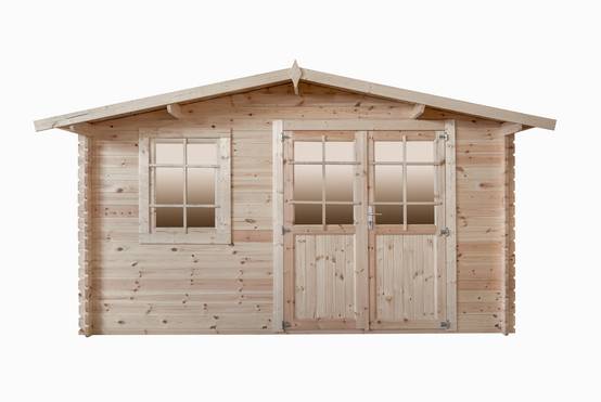 Abri de jardin en bois, surface utile 9.9m², 388x298cm, ep 28mm, INT021 /GARTFLEX - Image 1