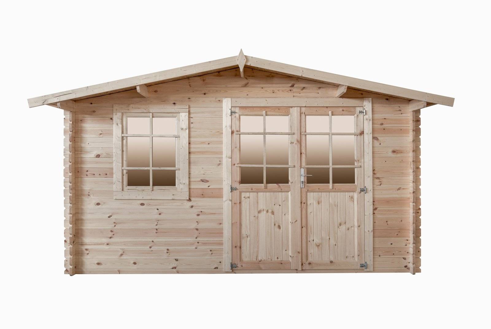 Abri de jardin en bois, surface utile 9.9m², 388x298cm, ep 28mm, INT021 /GARTFLEX - Image 1
