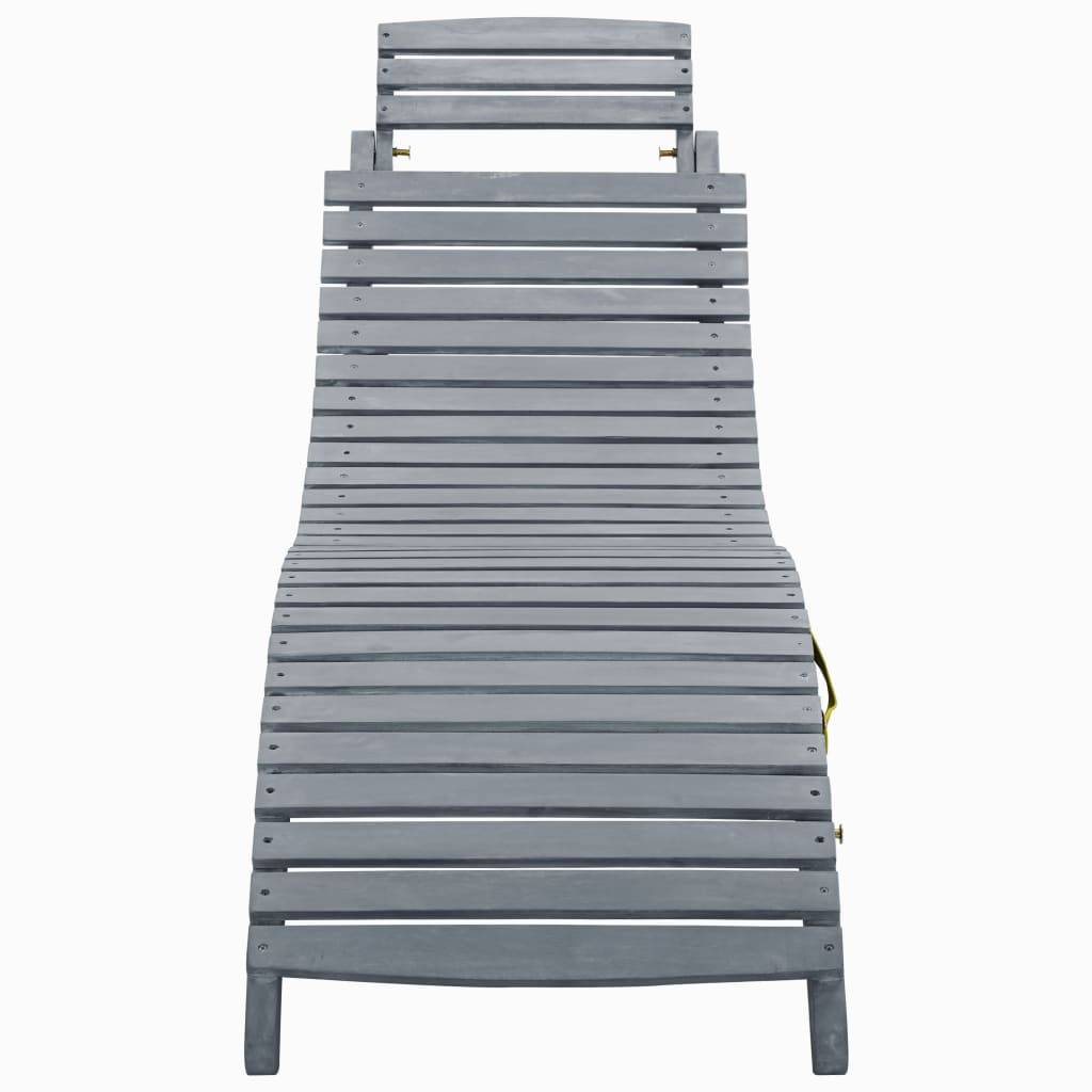 Chaise longue | Transat | Bain de soleil Délavage gris Bois d'acacia solide - Image 1
