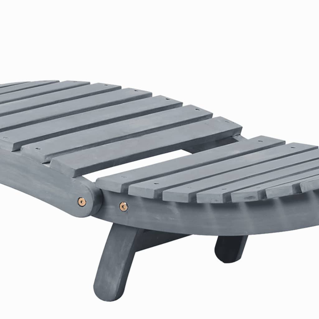Chaise longue | Transat | Bain de soleil Délavage gris Bois d'acacia solide - Image 6