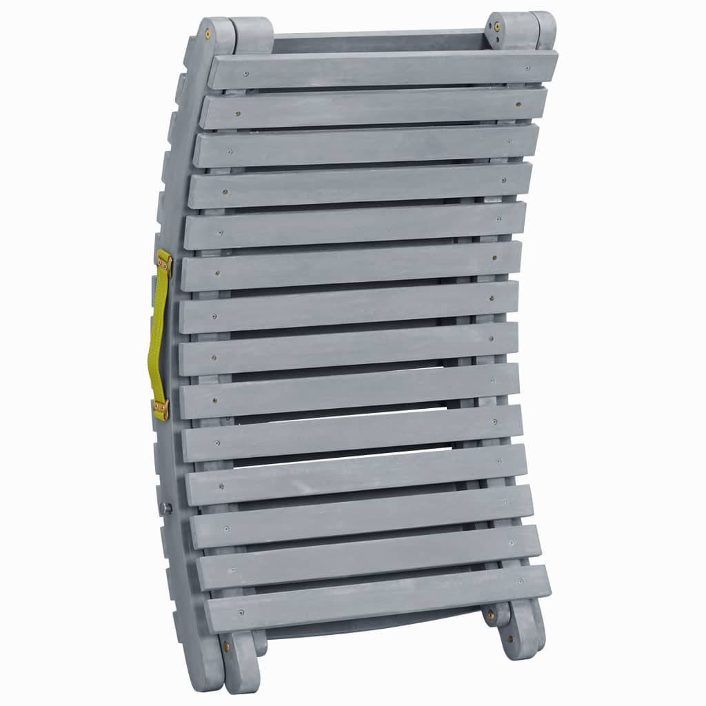 Chaise longue | Transat | Bain de soleil Délavage gris Bois d'acacia solide - Image 5