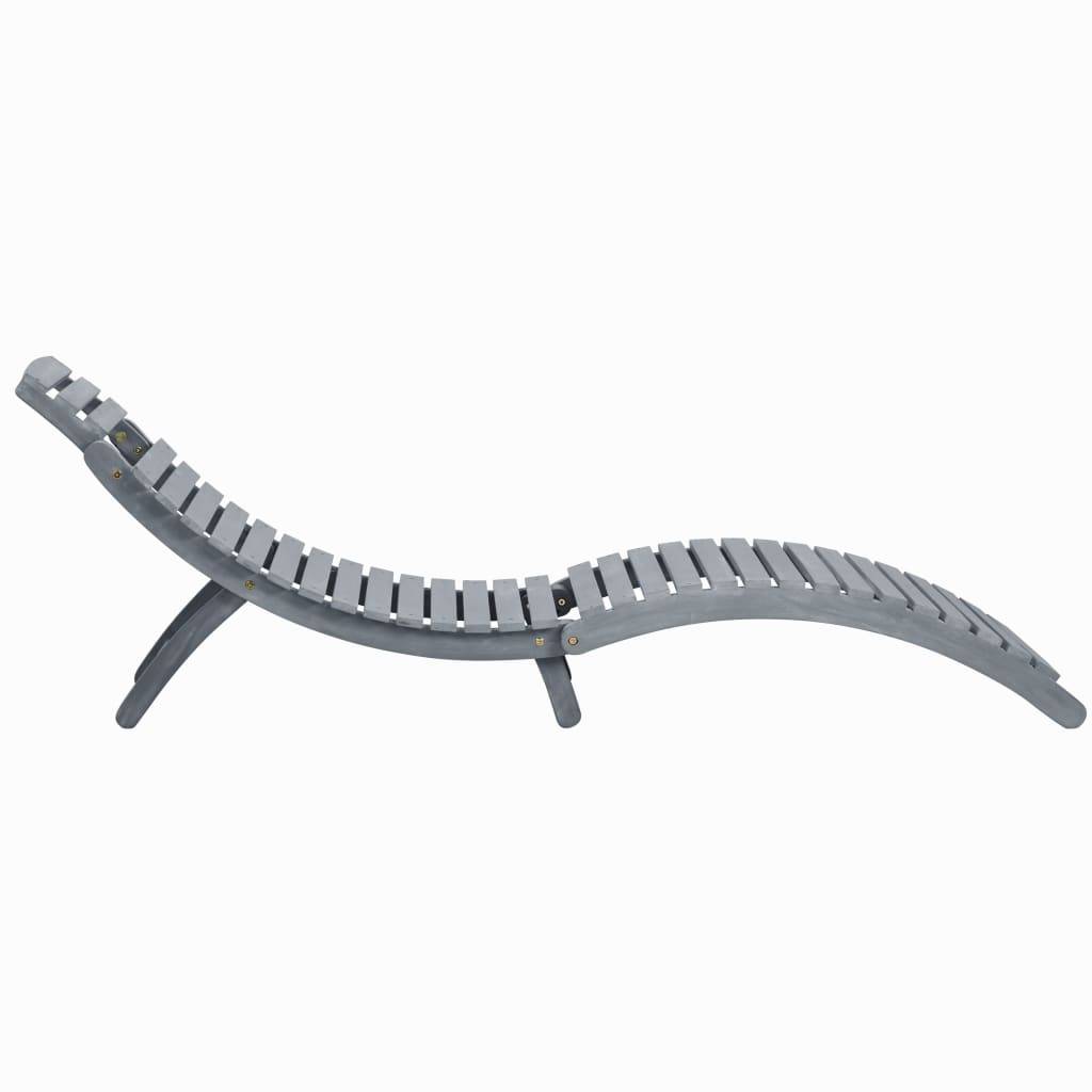 Chaise longue | Transat | Bain de soleil Délavage gris Bois d'acacia solide - Image 3