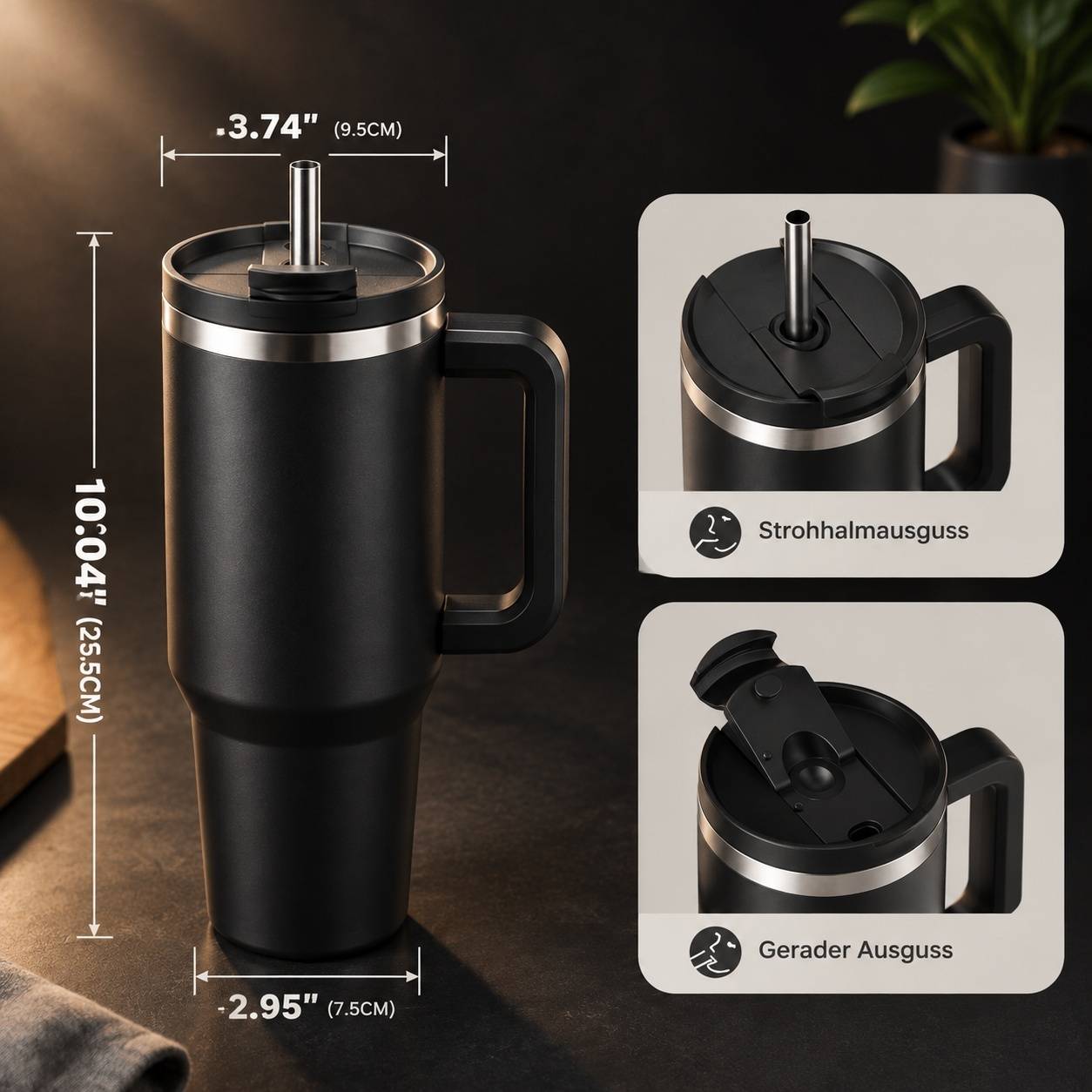 Bouteille Isotherme Acier Inoxydable 1,2l Avec 2 Pailles, Isolation 12h, Poignée Ergonomique - Image 3