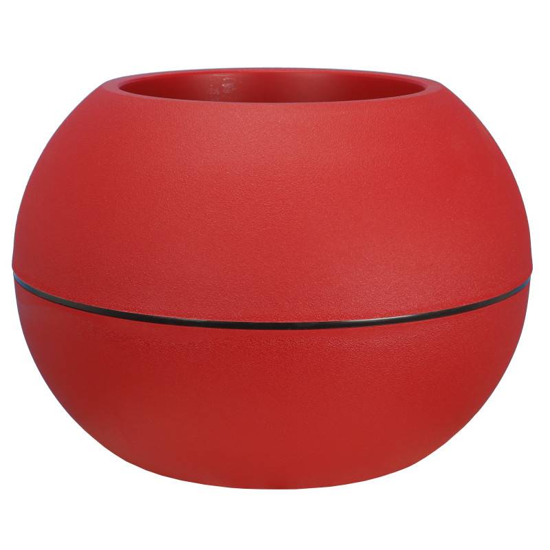 Riviera - Bac Pot de fleurs Double Parois effet Granit - Boule D 50cm 18L - Rouge - Fabrication Française - Image 1