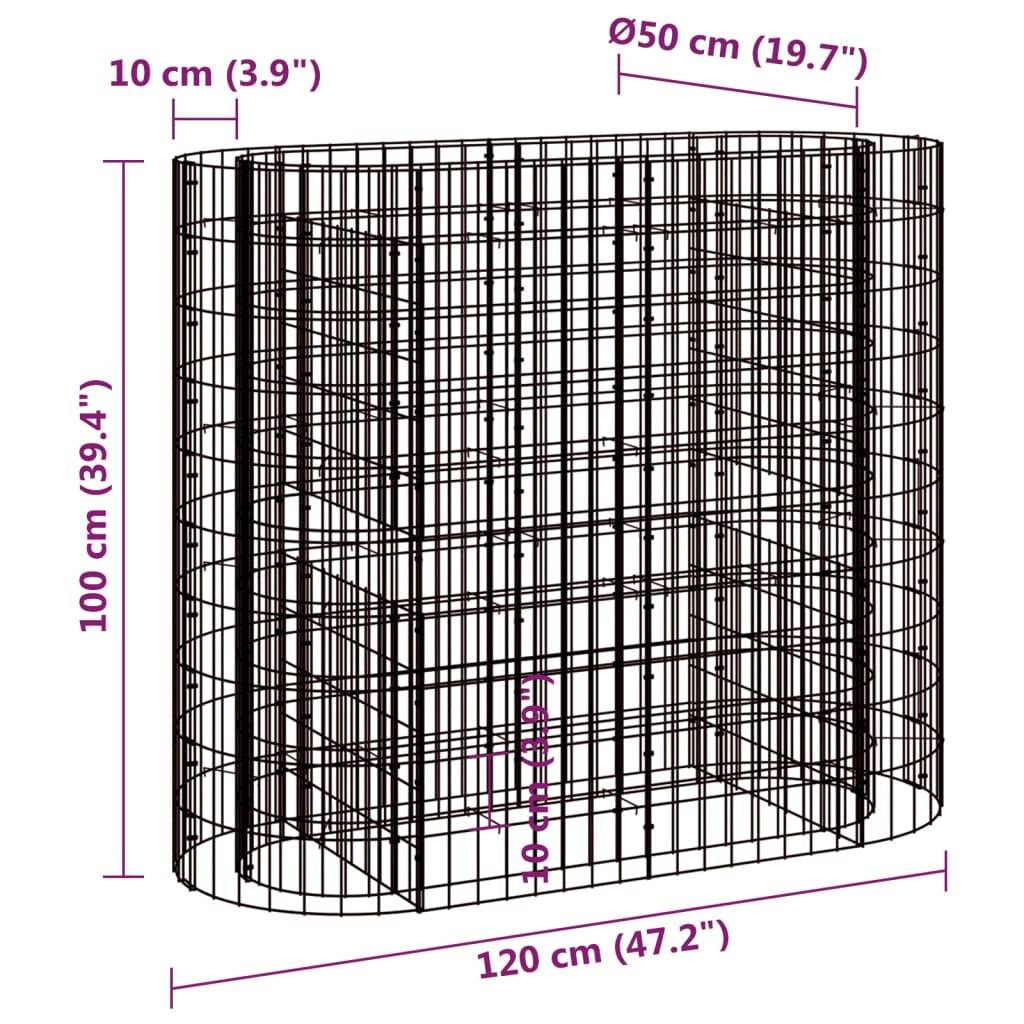 Vidaxl - Lit surélevé à gabion Fer galvanisé 120x50x100 cm vidaXL 152032 - Image 3