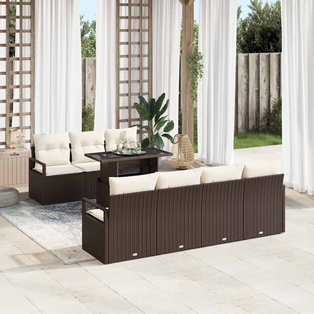Vidaxl - Ensemble de canapé de jardin 8 pcs Marron et Crème polyrotin vidaXL 3348764 - Image 1