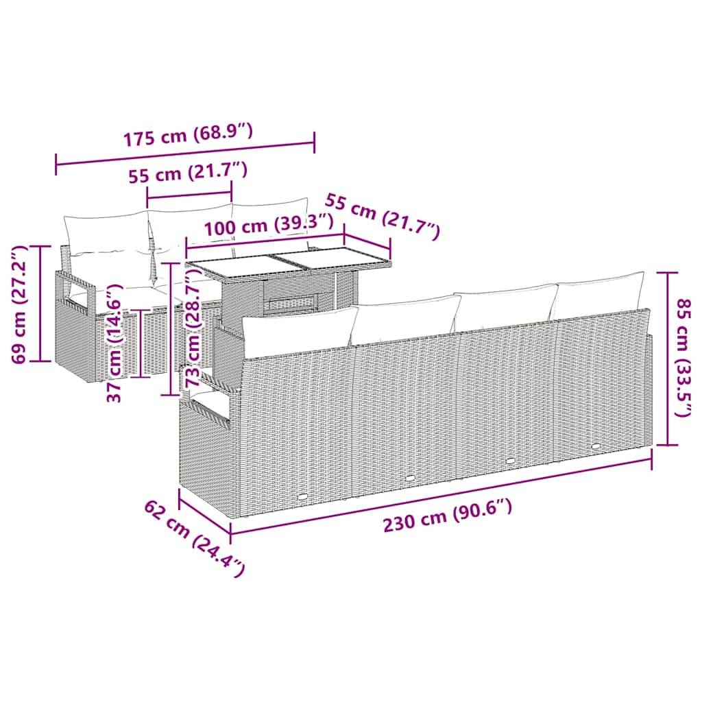 Vidaxl - Ensemble de canapé de jardin 8 pcs Marron et Crème polyrotin vidaXL 3348764 - Image 3