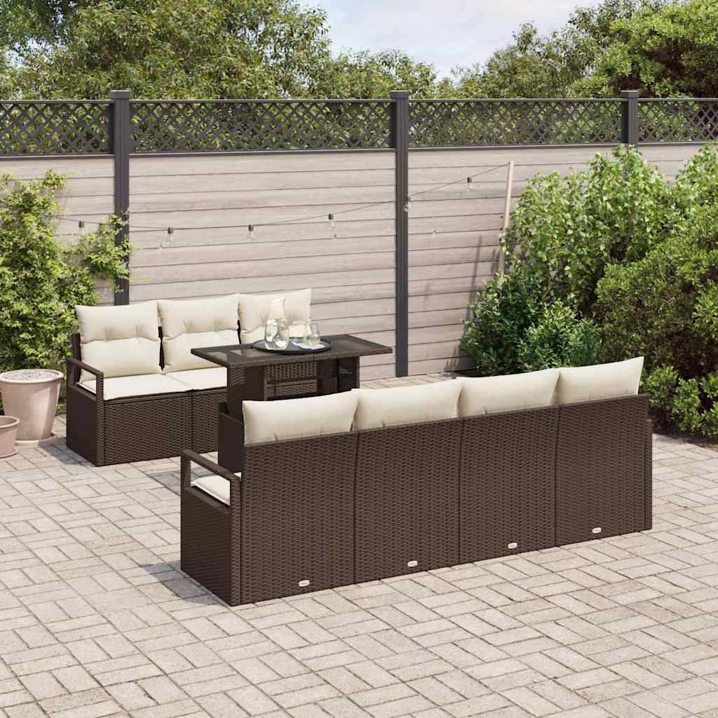 Vidaxl - Ensemble de canapé de jardin 8 pcs Marron et Crème polyrotin vidaXL 3348764 - Image 4