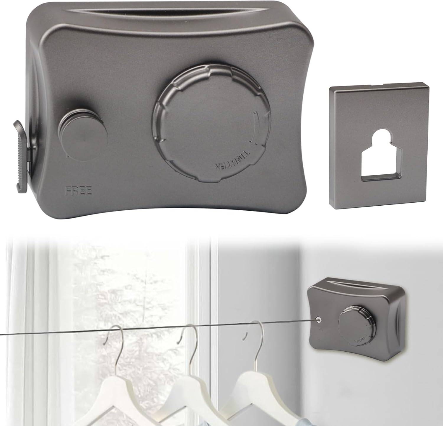 Corde à linge rétractable d'extérieur, rétractable, livrée avec une corde réglable en acier inoxydable 304 robuste, corde à linge de 5,1 m-Lytech - Image 1