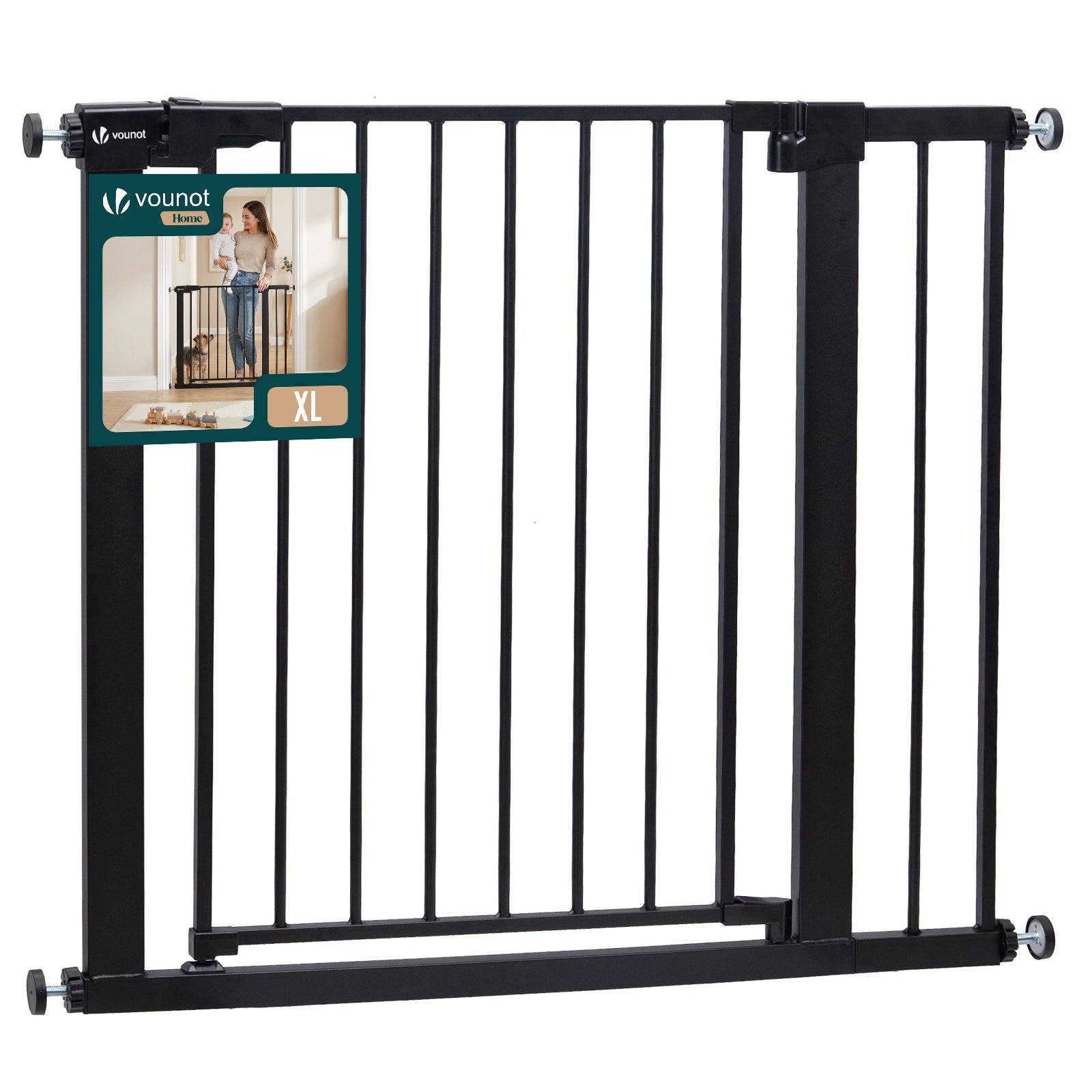 Vounot - Barriere de securite a pression sans percage Largeur 88-96cm Metal noir